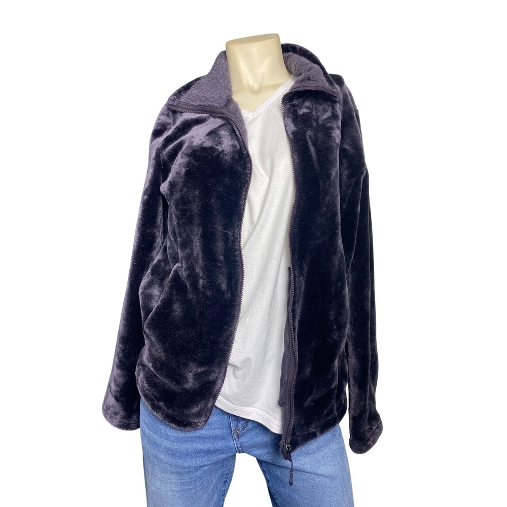 32 Degrees Heat Fleece Jacket Womens L Purple Plush Full Zip Soft Cozy